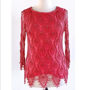 ❤️NWT V Cristina Top pink crochet size Small